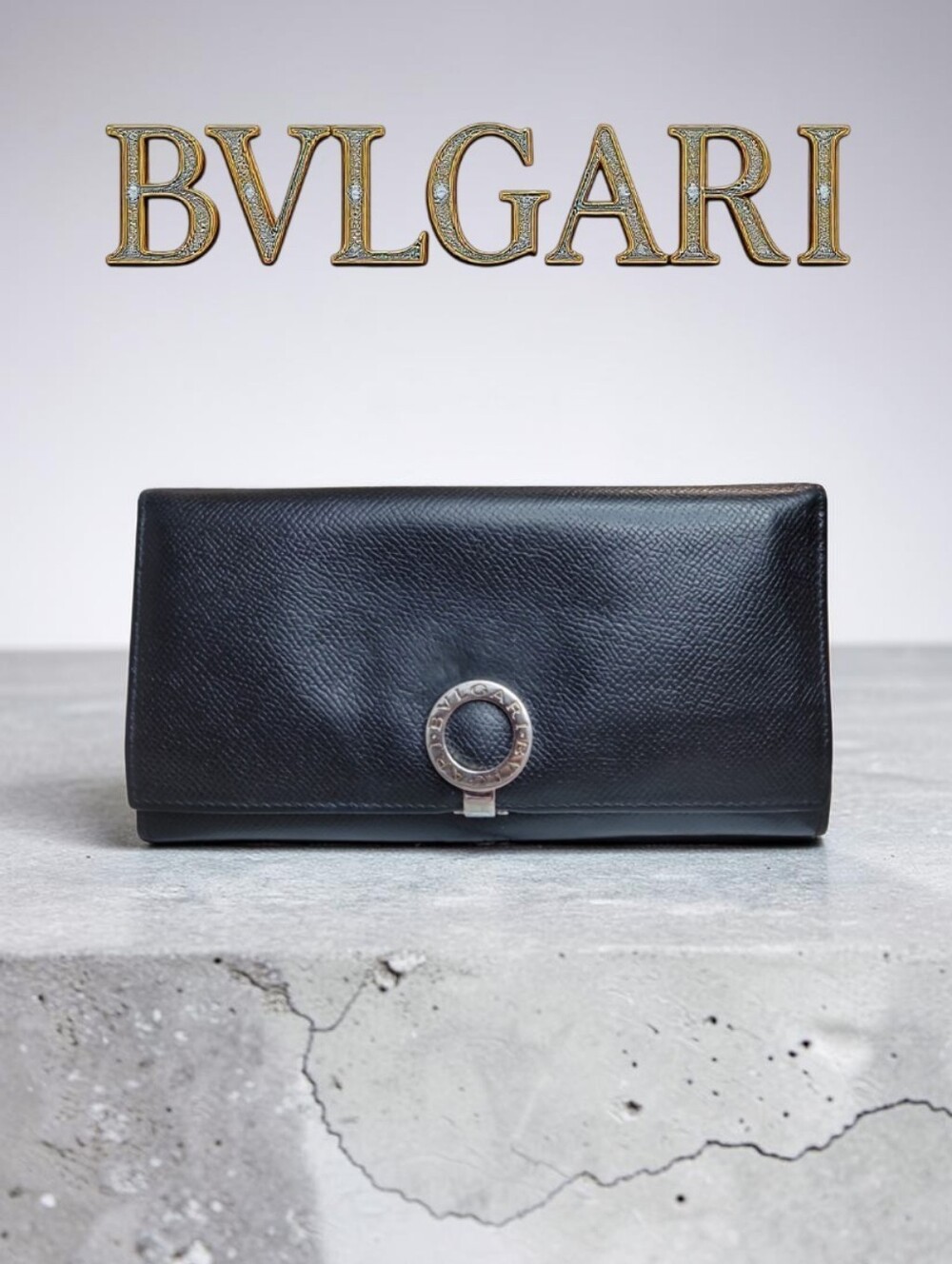 Bvlgari Black Leather Continental Wallet Preloved
